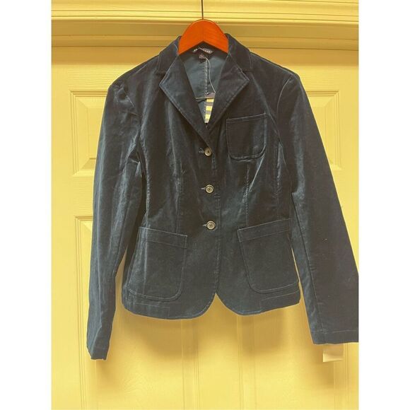 Lands End Teal Blue Three Button Blazer Jacket sz 8 NWT - Picture 2 of 7